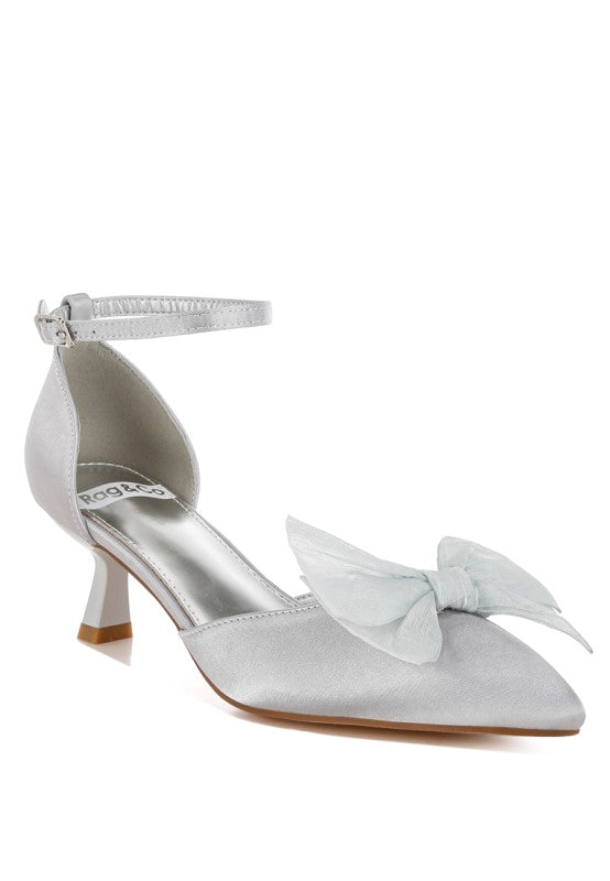 Cadell Bow Detail Satin Sandals - Tigbul's Variety Fashion Shop