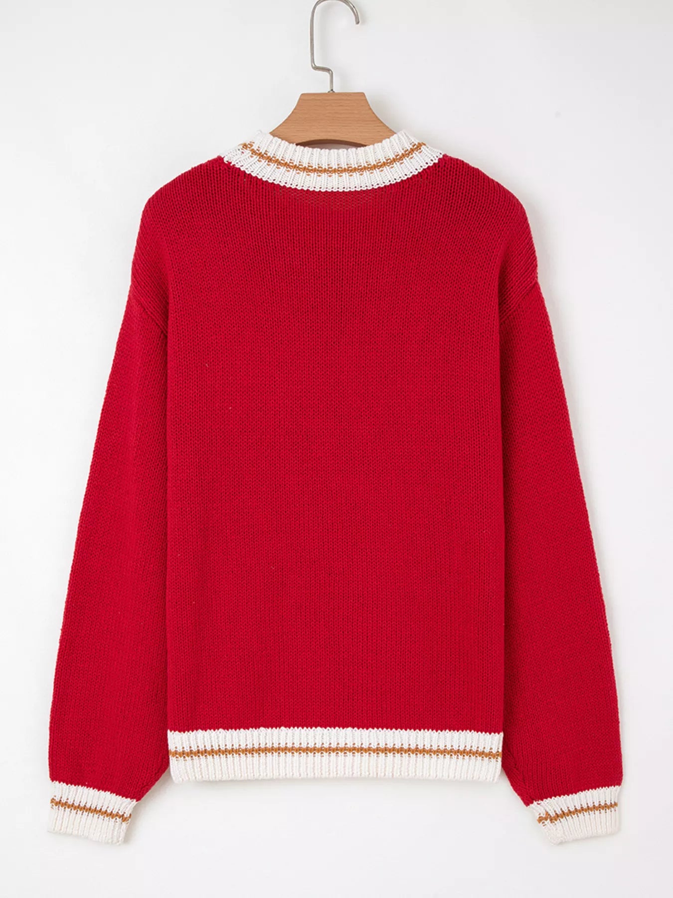 MERRY Contrast Edge Drop Shoulder Christmas Sweater - Tigbul's Variety Fashion Shop