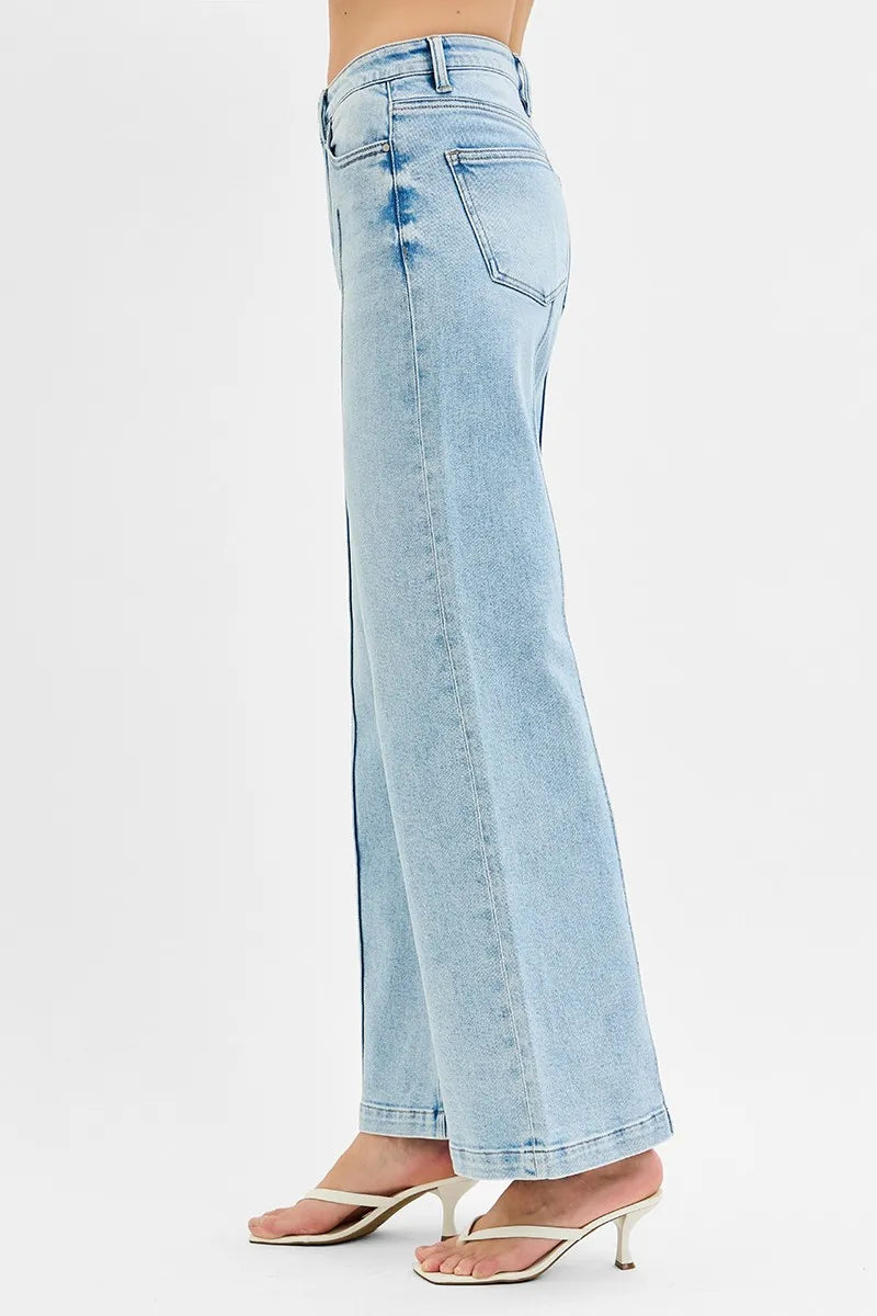 RISEN Full Size High Waist Wide Leg Pintuck Detailed Plus Size - Tigbul's Variety Fashion Shop