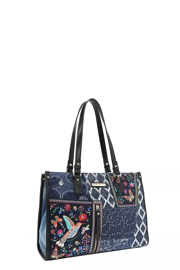 Nicole Lee USA Bosque de Amor Denim Tote Bag - Tigbul's Variety Fashion Shop