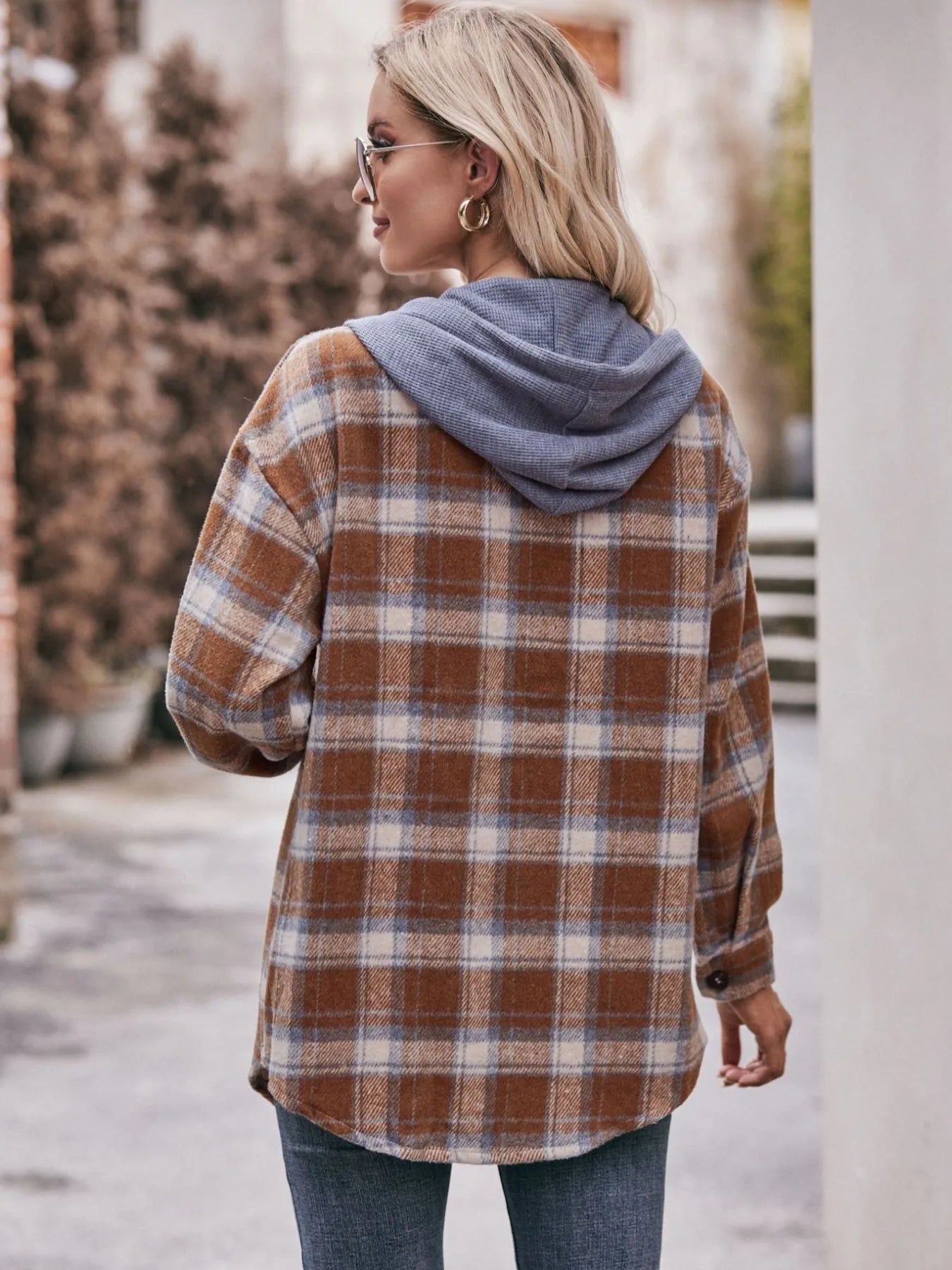 Oversized Plaid Button Up Shacket - Tigbul's Variety Fashion Shop