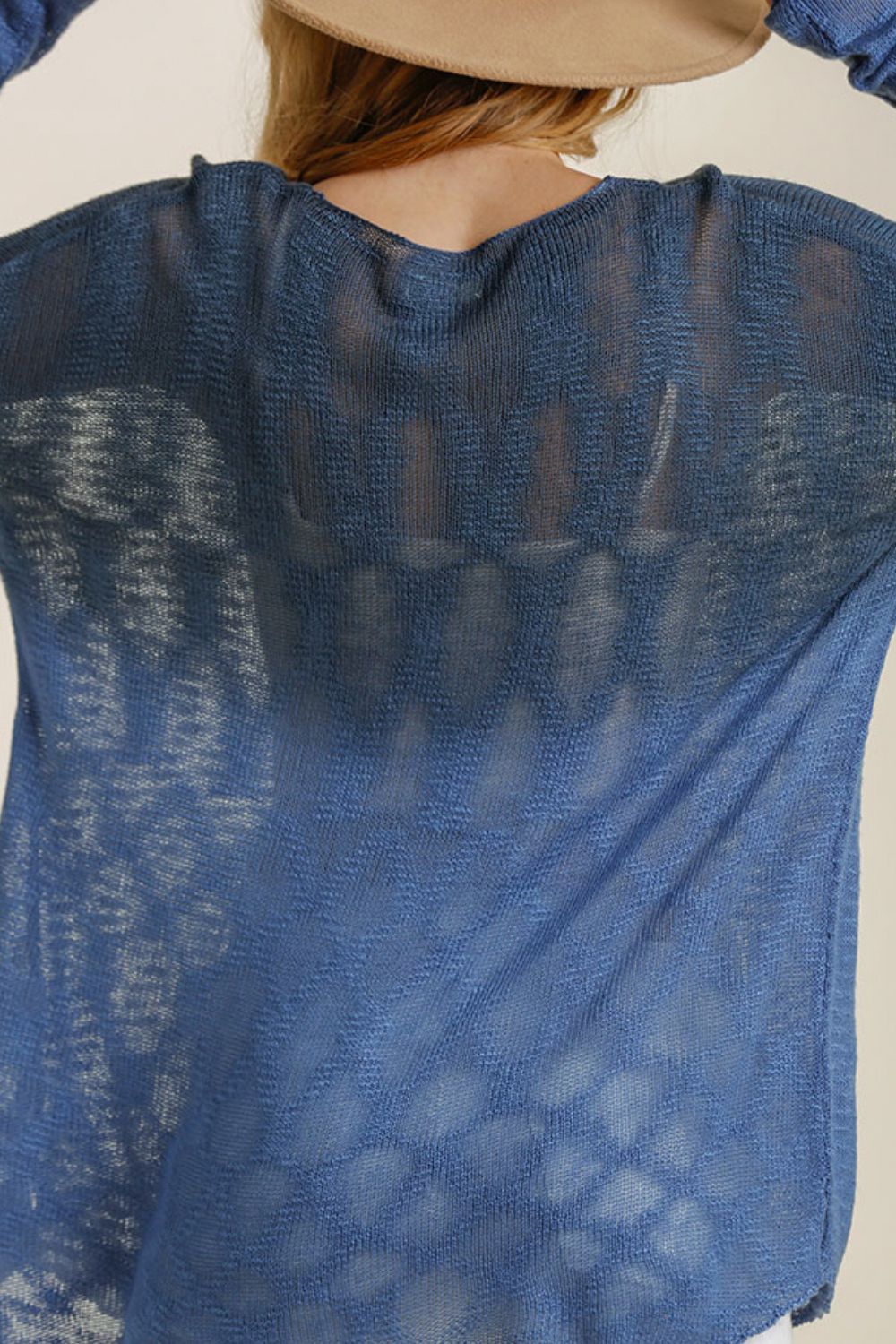 Umgee Full Size Dip Dye Loose Knit Side Slit Knit Top Plus Size - Tigbul's Variety Fashion Shop