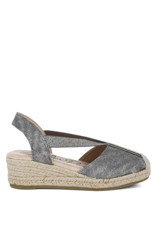 Port Side Metallic Woven Espadrille Wedges - Tigbul's Variety Fashion Shop