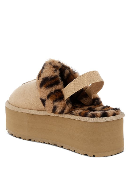 Kutchu Leopard Faux Fur Platform Classic Slingback - Tigbul's Variety Fashion Shop