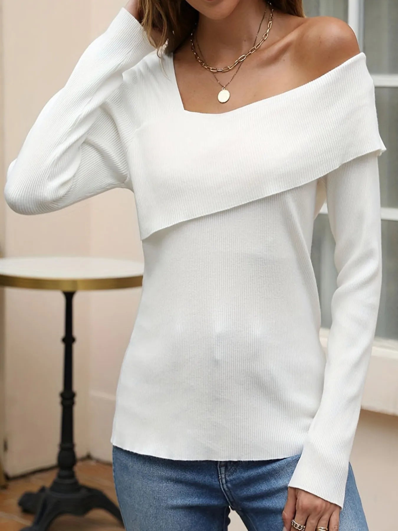 Asymmetrical One Shoulder Knit Top - Tigbul's Variety Fashion Shop
