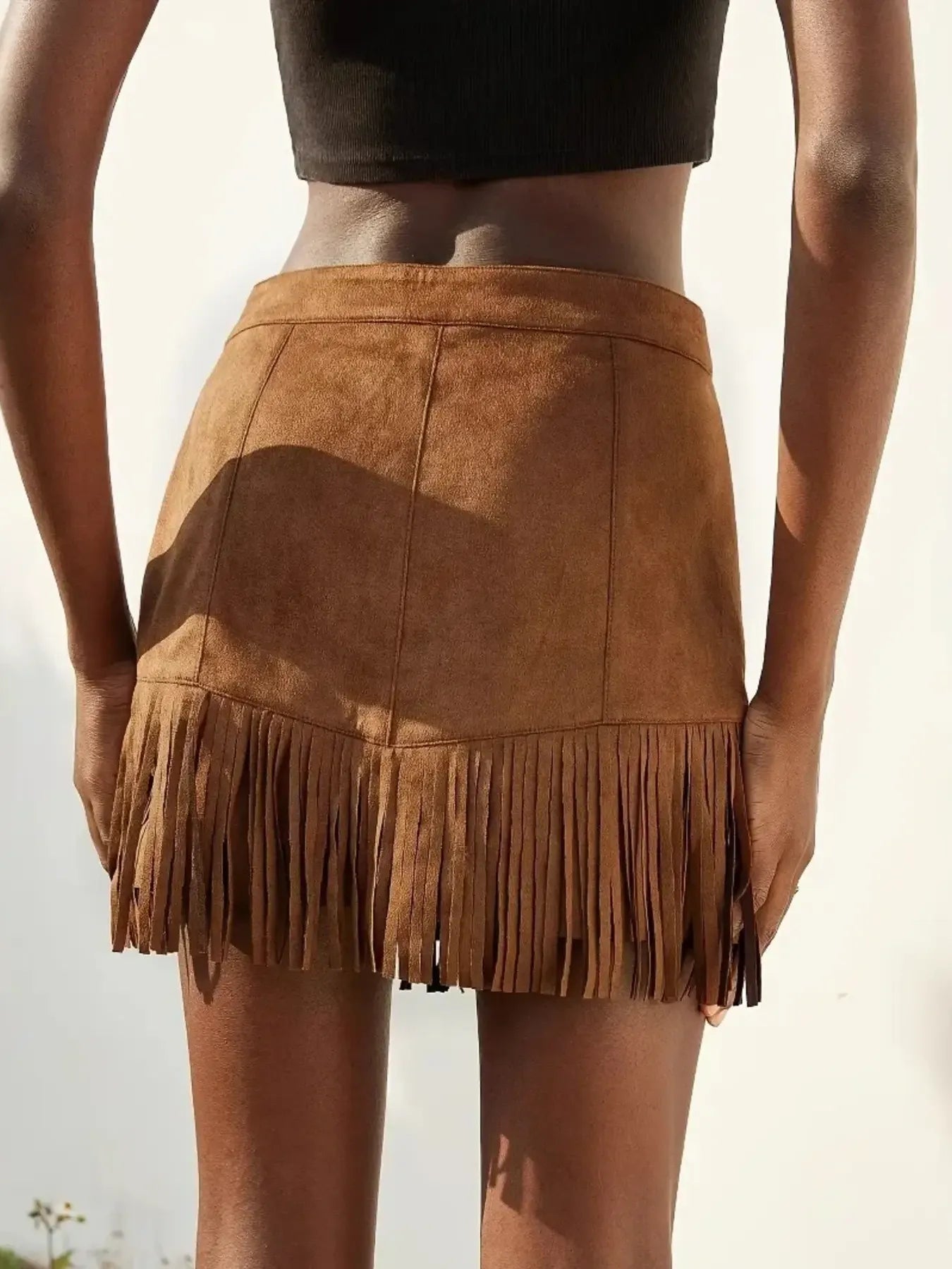 Studded Fringe Mini Skirt - Tigbul's Variety Fashion Shop