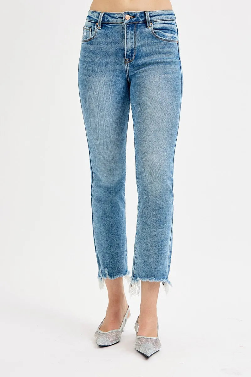 RISEN Full Size High Rise Crop Straight Slim Jeans Plus Size - Tigbul's Variety Fashion Shop