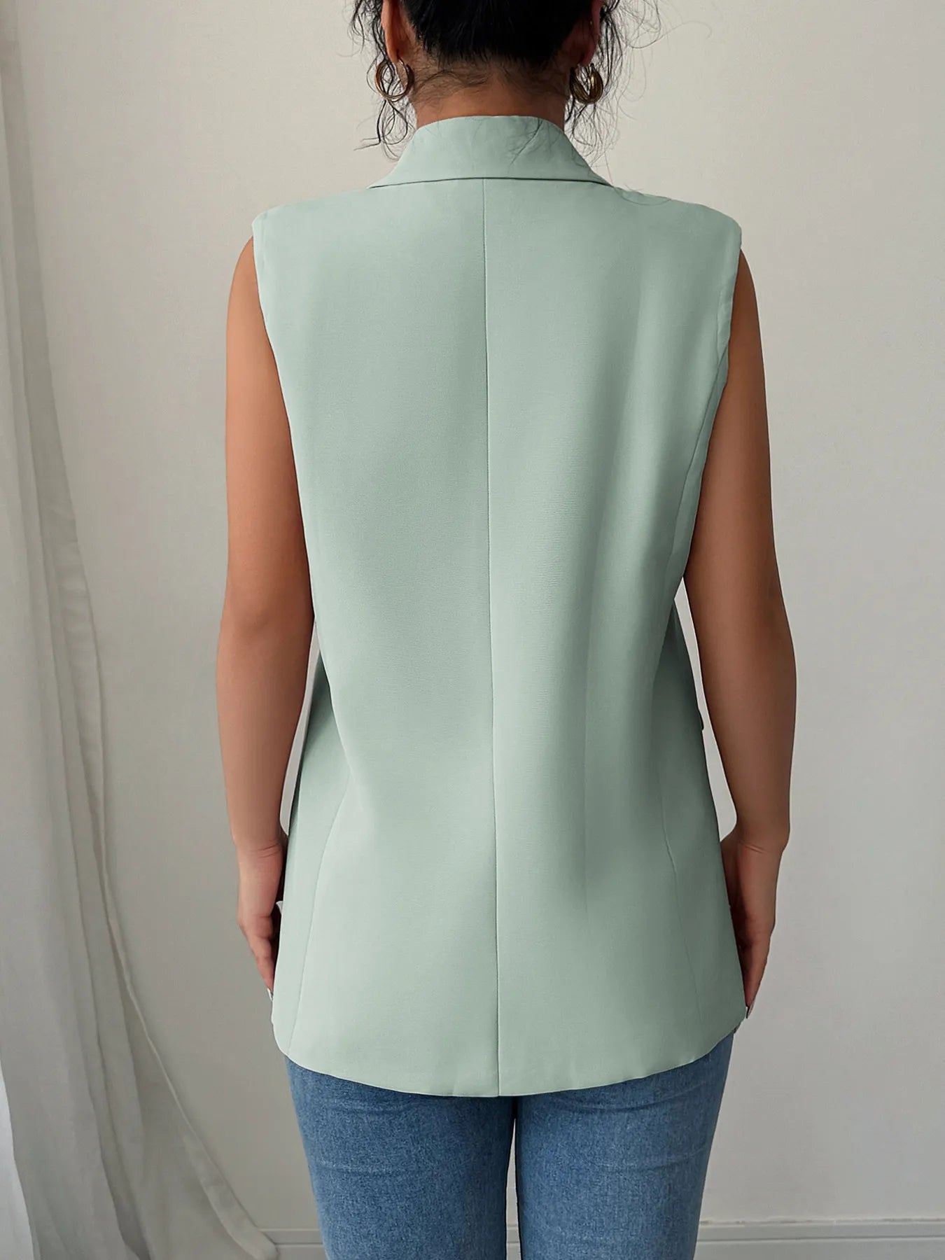 One Button V-Neck Blazer Vest Coat - Tigbul's Variety Fashion Shop