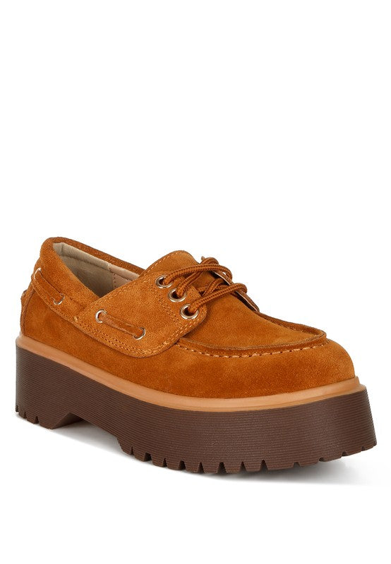 Cuckatoos Chunky Real Suede Leather Oxford Loafers - Tigbul's Variety Fashion Shop
