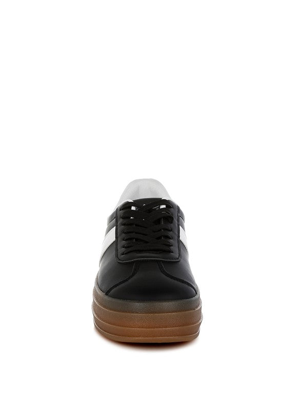 Knockout Faux Leather Lace-Up Sneakers - Tigbul's Variety Fashion Shop