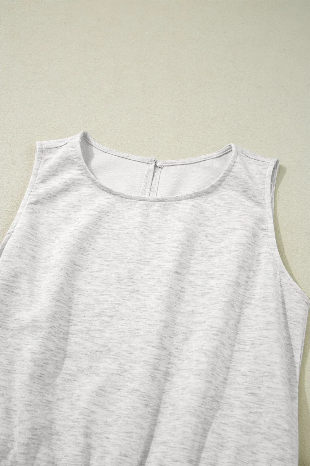Solid Color Crew Neck Drawstring High Waist Sleeveless Jumpsuit - Tigbul's Variety Fashion Shop