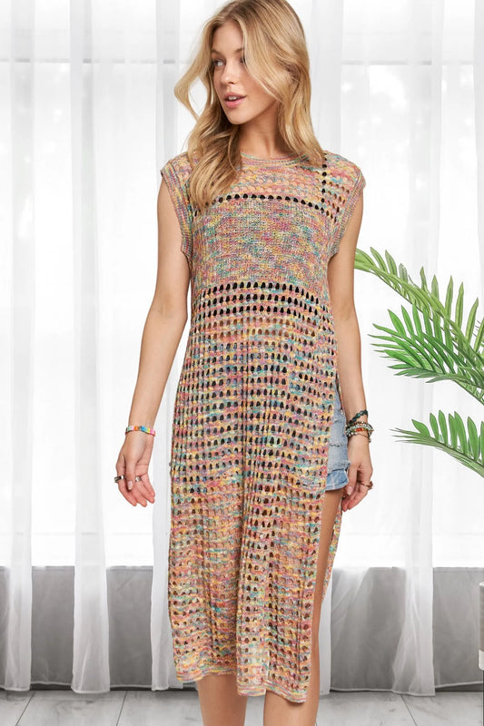 Multi Color Crochet Tunic Top - Tigbul's Variety Fashion Shop