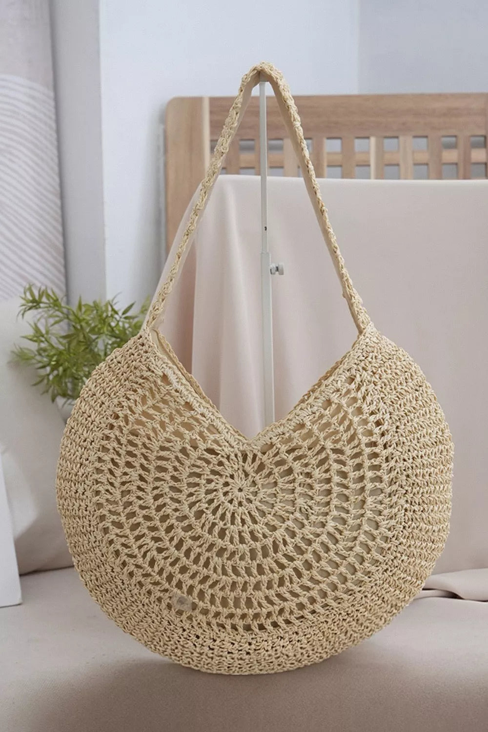 Round Woven Shoulder Bag - Tigbul's Variety Fashion Shop