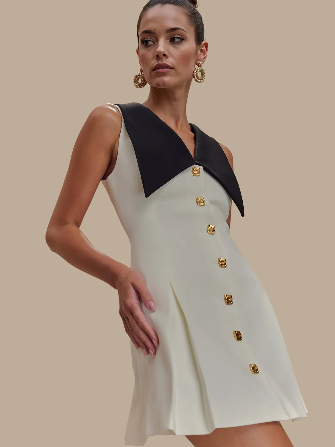 Button Front Sleeveless Mini Dress - Tigbul's Variety Fashion Shop