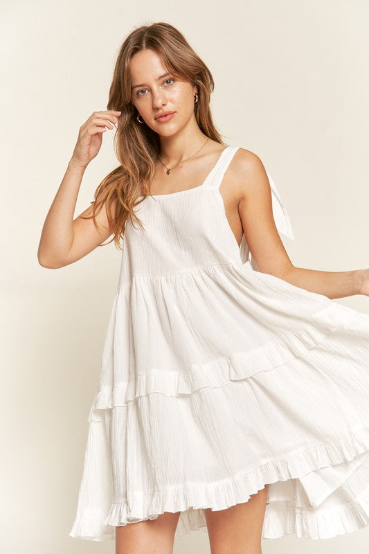 Square neck ruffle dress - Tigbul's Variety Fashion Shop