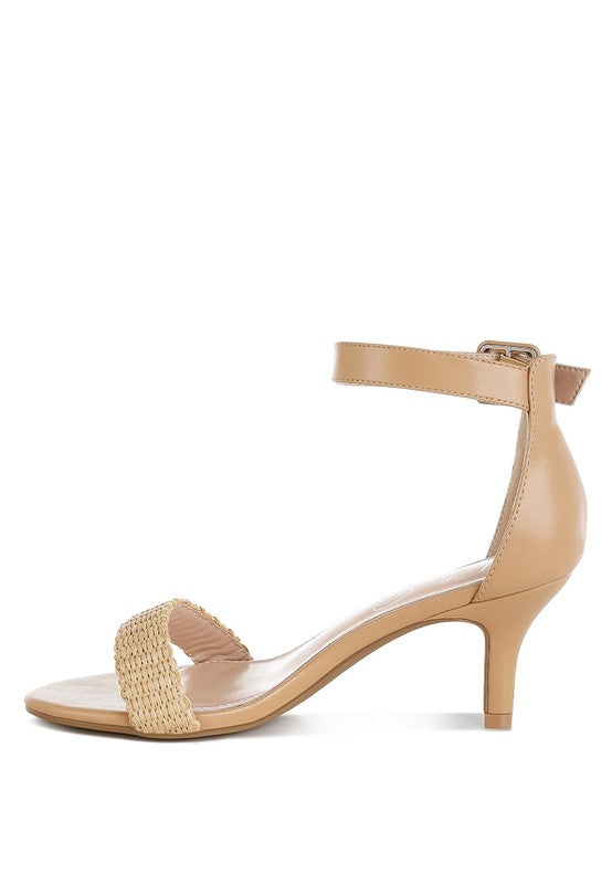 Rano Raffia Kitten Heel Sandals - Tigbul's Variety Fashion Shop