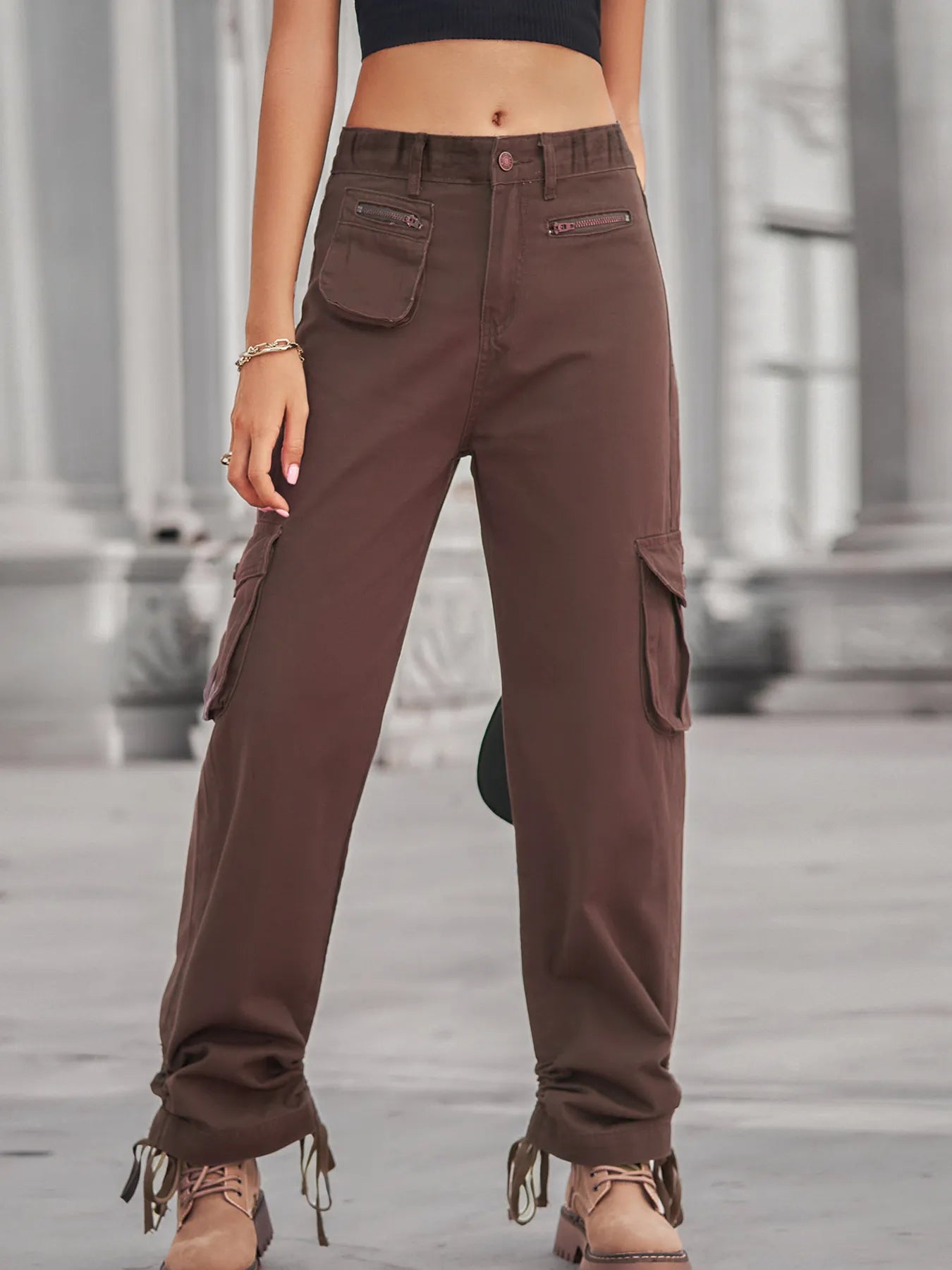 Drawstring Cargo Jeans - Tigbul's Variety Fashion Shop