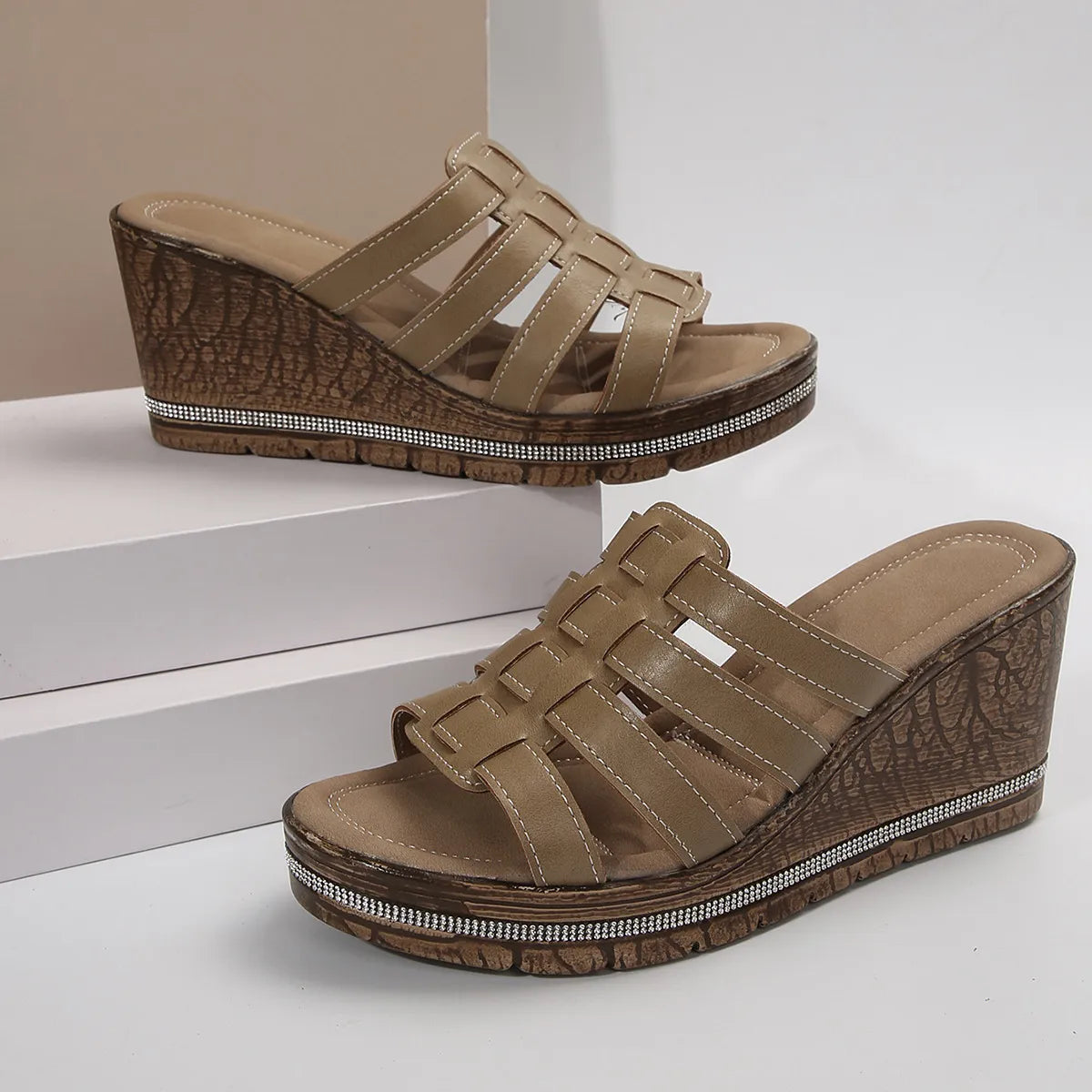 Wedge Platform Sandals with Multiple Strap Design - Tigbul's Variety Fashion Shop