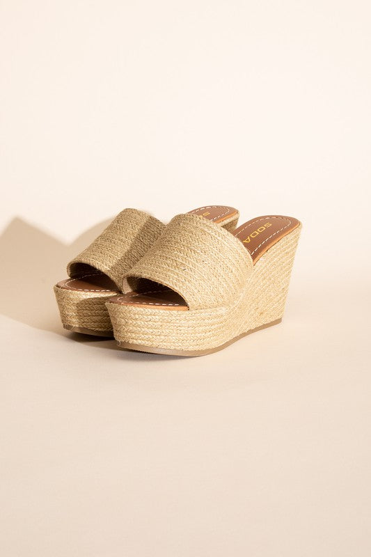 Tan Wedge High Platform Sandals - Tigbul's Variety Fashion Shop