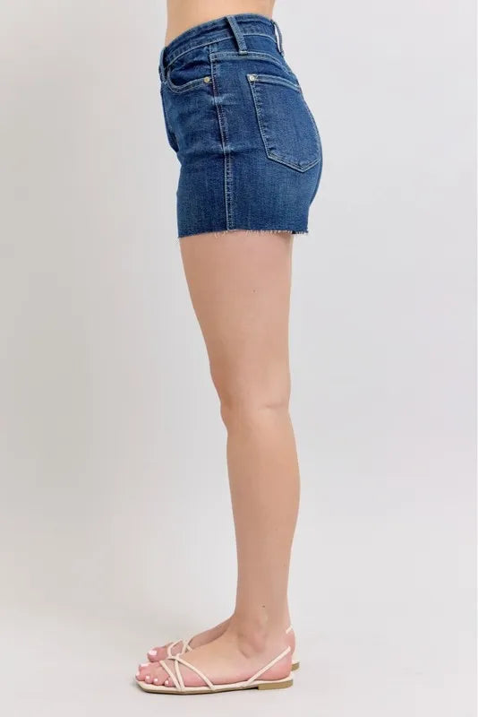 Judy Blue High Waist Criss-Cross Waistband Denim Shorts - Tigbul's Variety Fashion Shop