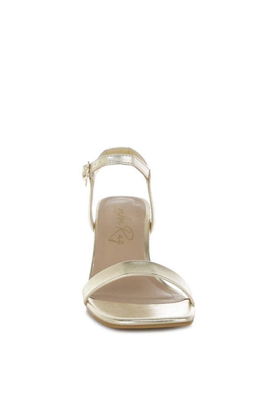 Kazara Metallic Faux Leather Block Heels - Tigbul's Variety Fashion Shop
