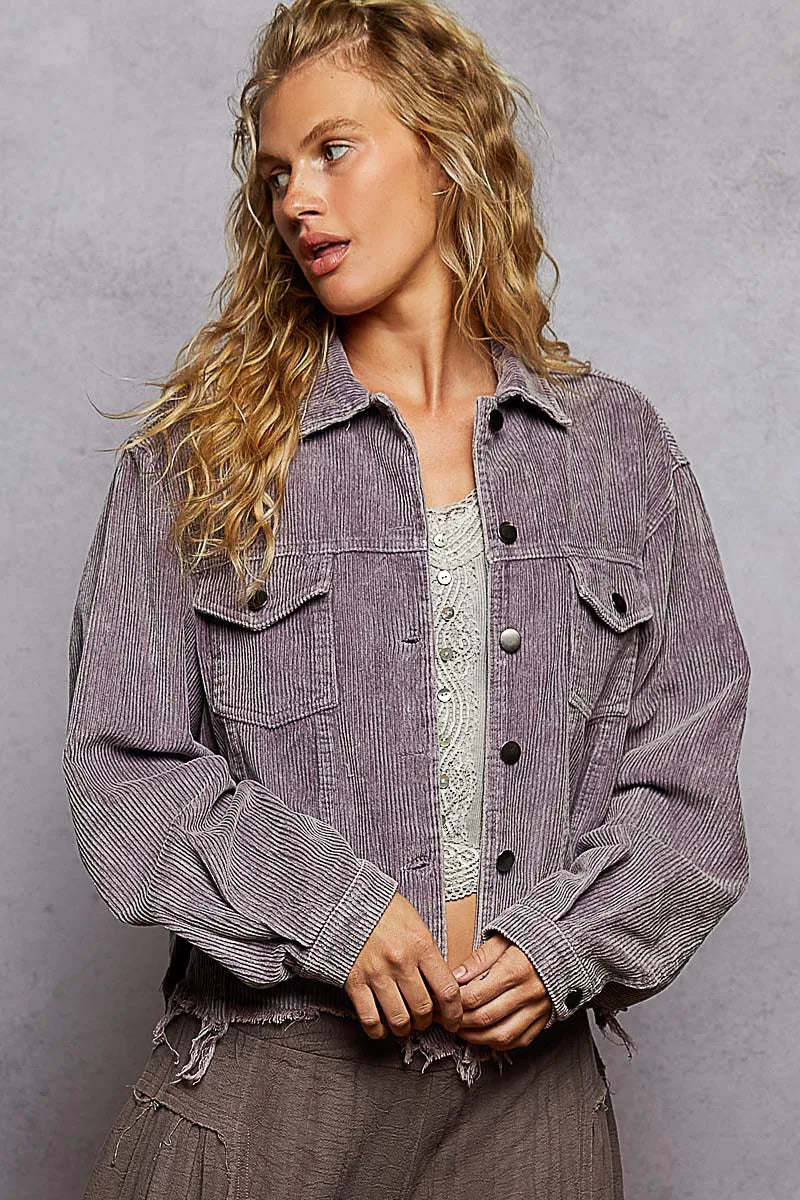 POL Button Down Corduroy Trucker Jacket - Tigbul's Variety Fashion Shop