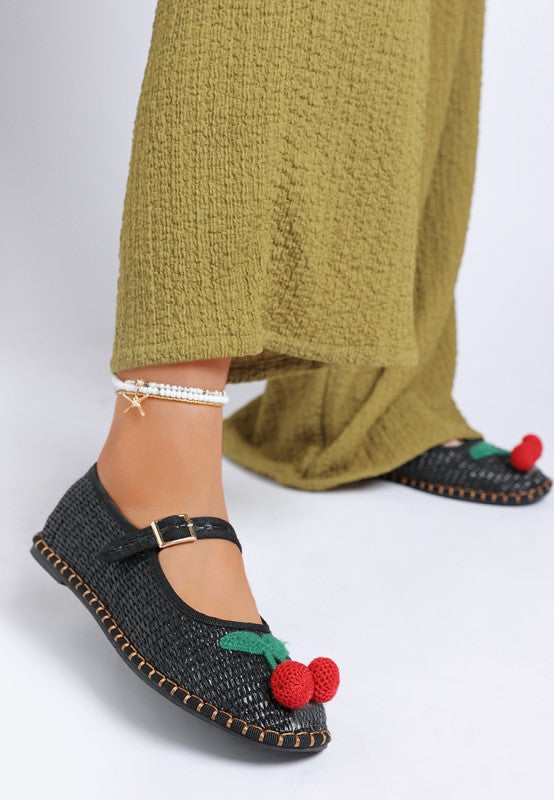 Brunch Date Cherry Accent Mary Jane Flats - Tigbul's Variety Fashion Shop