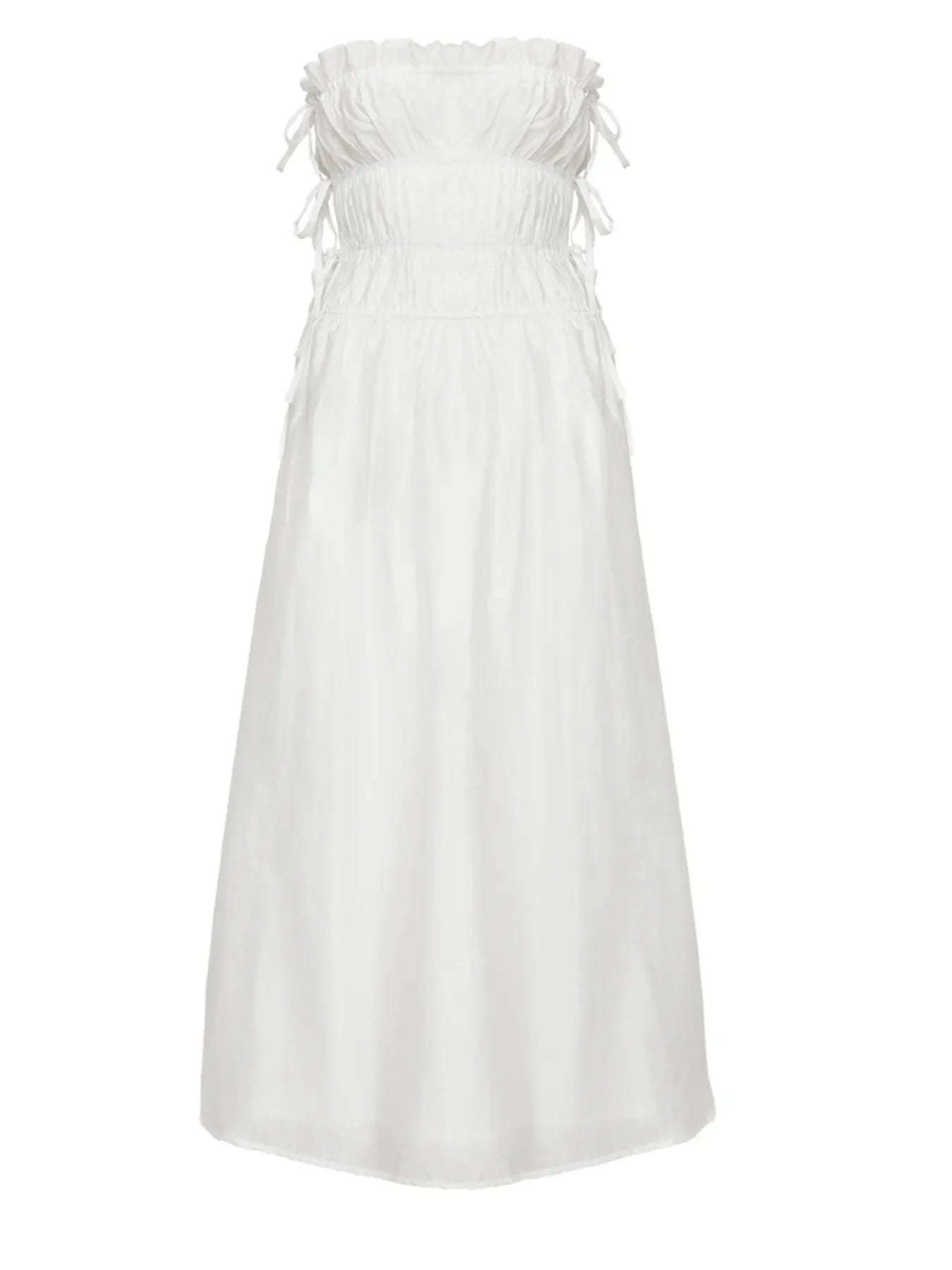 Strapless Smocked Mini Dress with Asymmetric Hem - Tigbul's Variety Fashion Shop