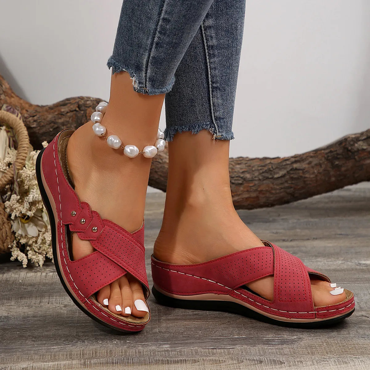 Crisscross Open Toe Wedge Sandals - Tigbul's Variety Fashion Shop