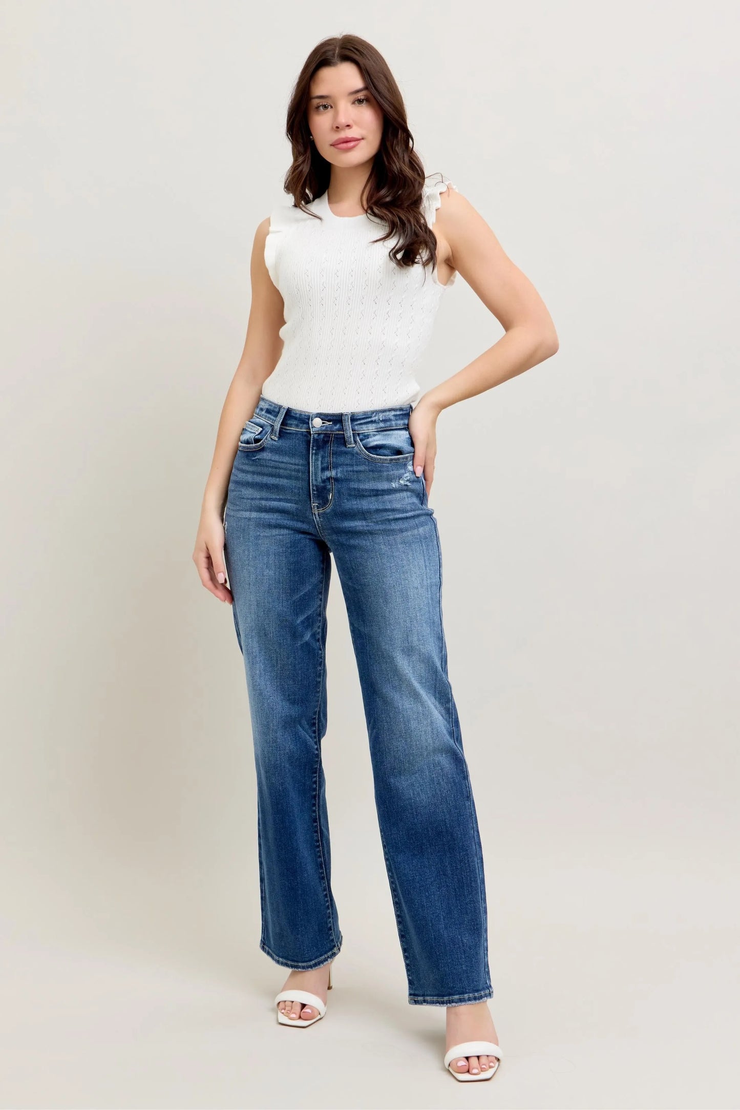 Judy Blue Full Size High Waist 90's Straight Leg Jeans Plus Size - Tigbul's Variety Fashion Shop