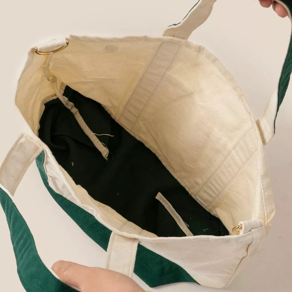 Fame Contrast Trim Tote Bag - Tigbul's Variety Fashion Shop