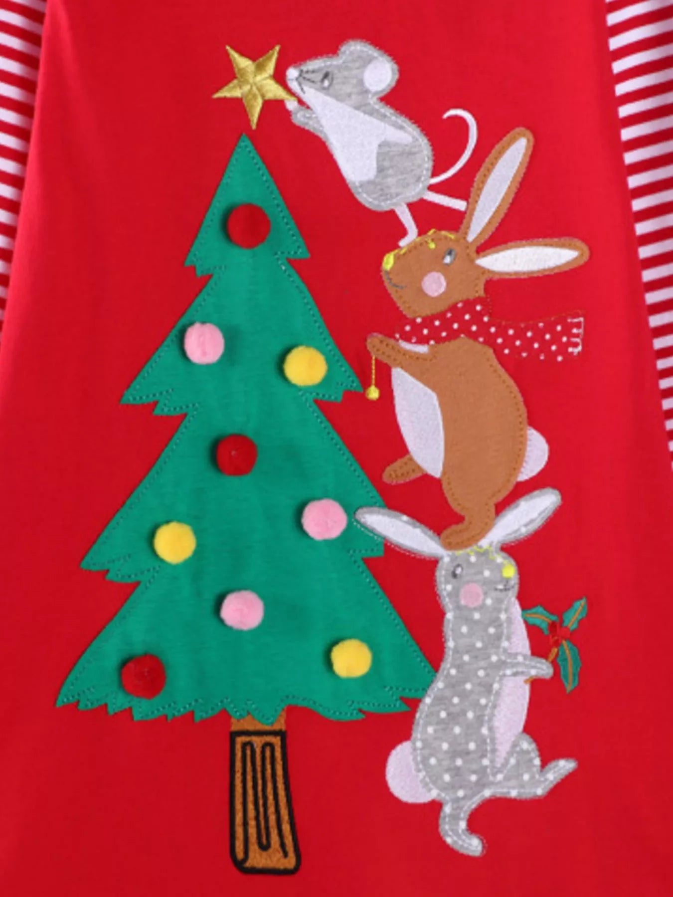 Girls Toddler Christmas Tree With Animals Long Sleeve Dress | Tigbuls