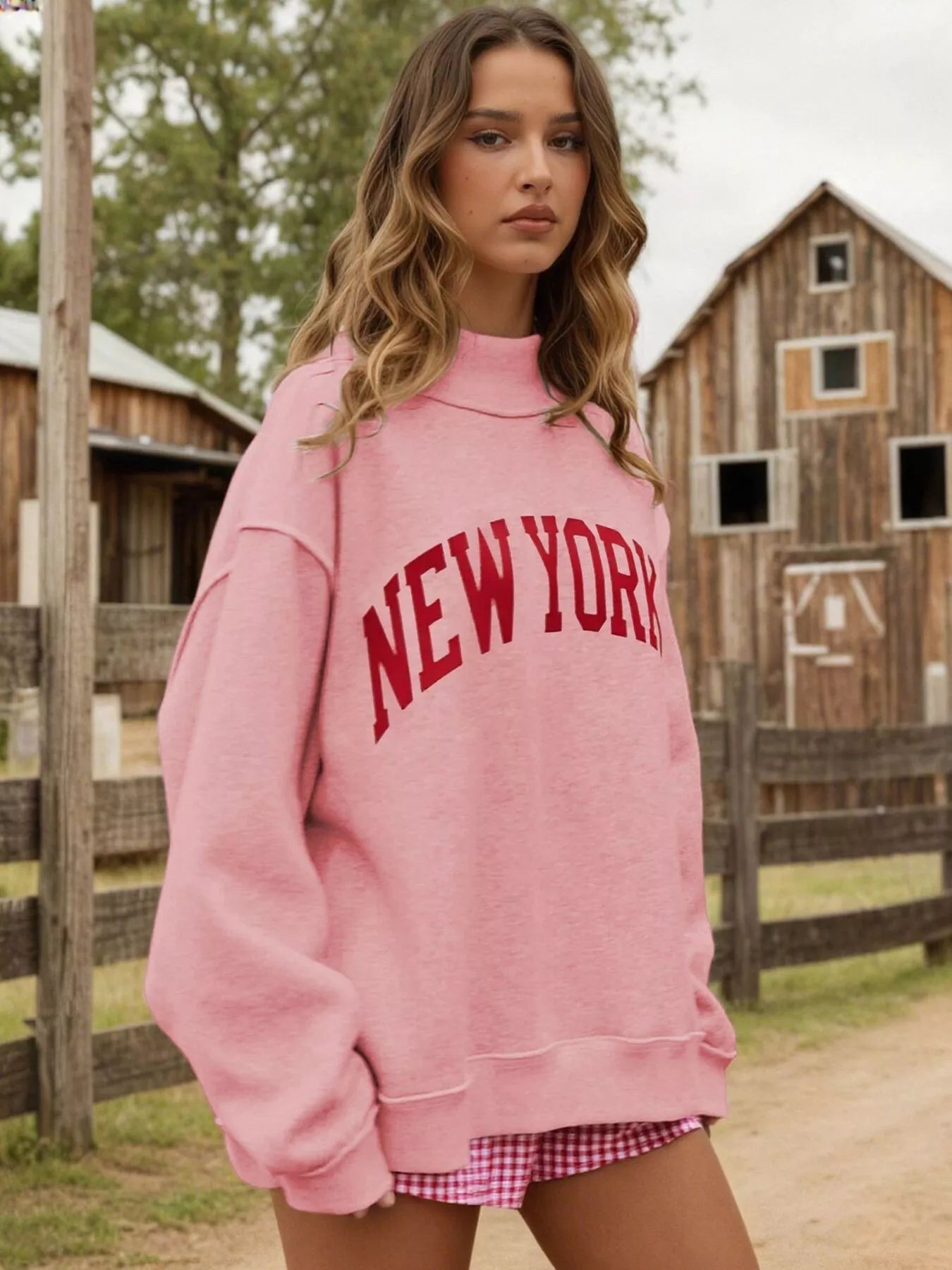 New York Oversized Dropped Shoulder Sweatshirt - Tigbul's Variety Fashion Shop