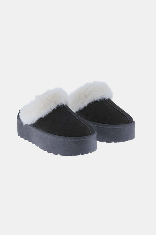 Weeboo Thick Bottom Fur Trim Snow Slippers - Tigbul's Variety Fashion Shop