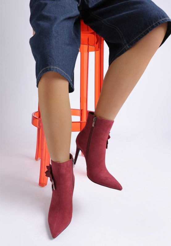 Yarrow Rhinestones Petal Detail Boots - Tigbul's Variety Fashion Shop