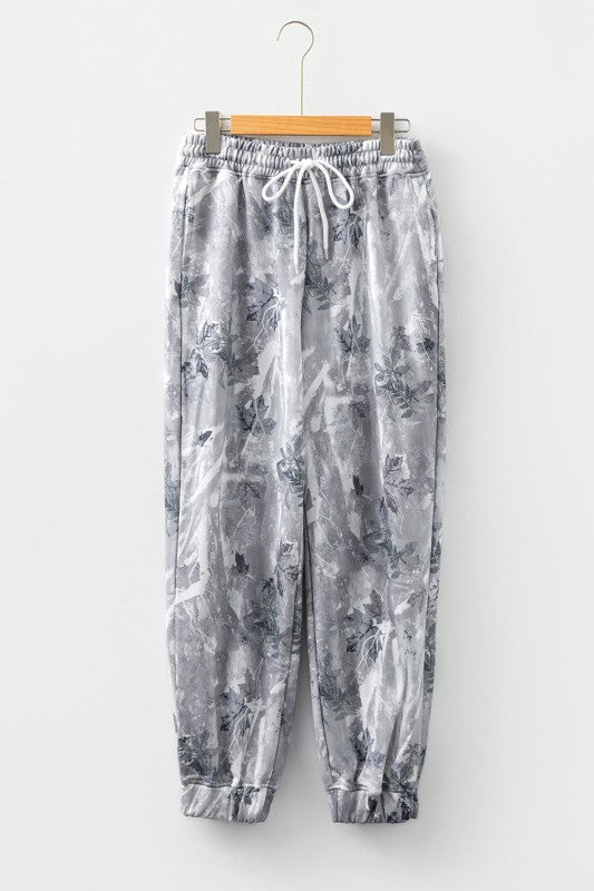 Gray Camo Drawstring Elastic Waist Jogger Pants - Tigbul's Variety Fashion Shop