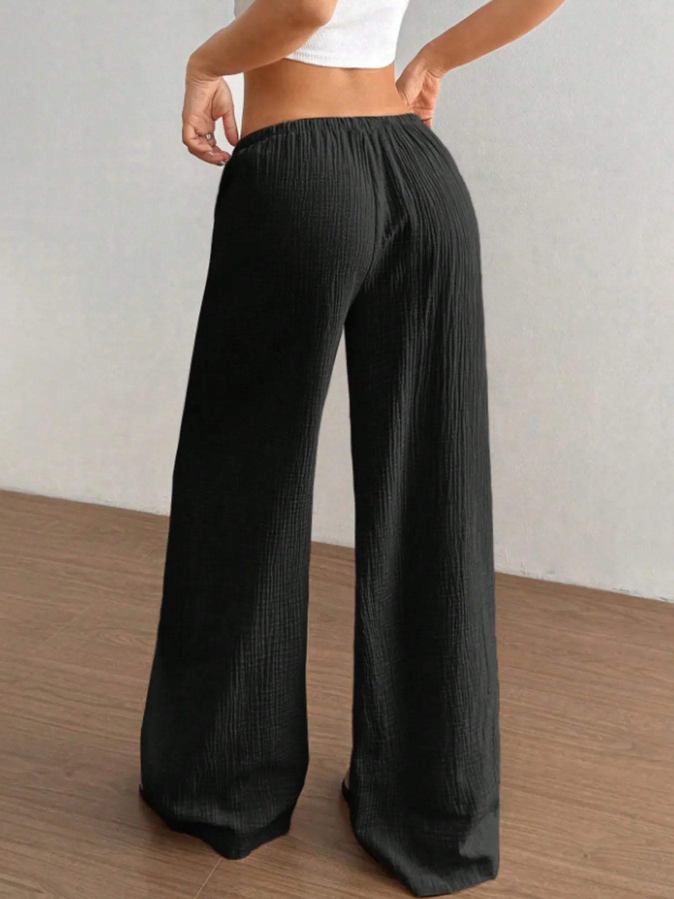 Wide Leg Drawstring Casual Pants - Tigbul's Variety Fashion Shop