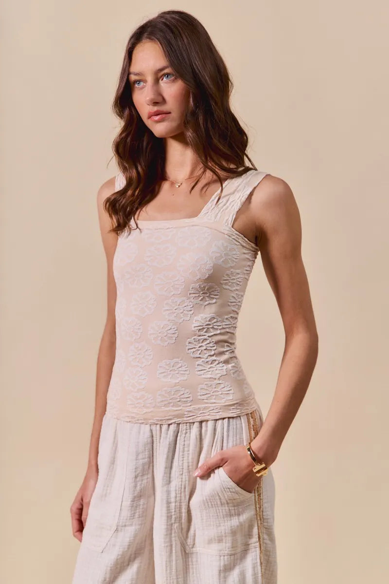 Two Tone Floral Seamless Tank Top - Tigbul's Variety Fashion Shop