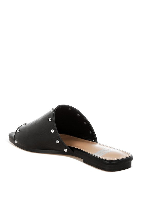 Renaldi Genuine Leather Studded Slip-On Flats - Tigbul's Variety Fashion Shop