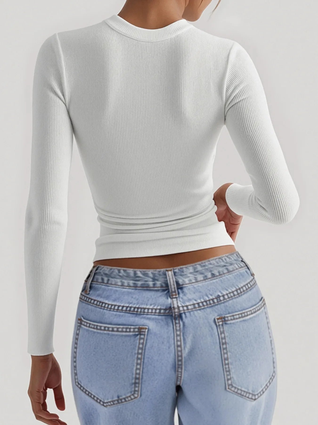 Square Neck Long Sleeve T-Shirt - Tigbul's Variety Fashion Shop