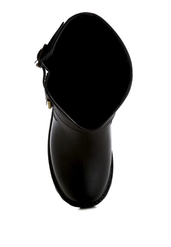 Anong Harness Detail Calf Boots - Tigbul's Variety Fashion Shop