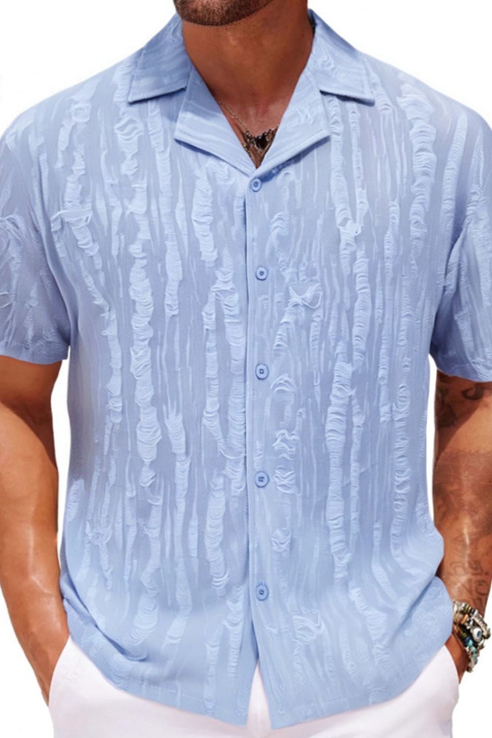 Men's Plus Size Collared Neck Short Sleeve Shirt - Tigbul's Variety Fashion Shop