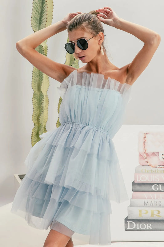 BiBi Sleeveless Layered Organza Dress - Tigbul's Variety Fashion Shop