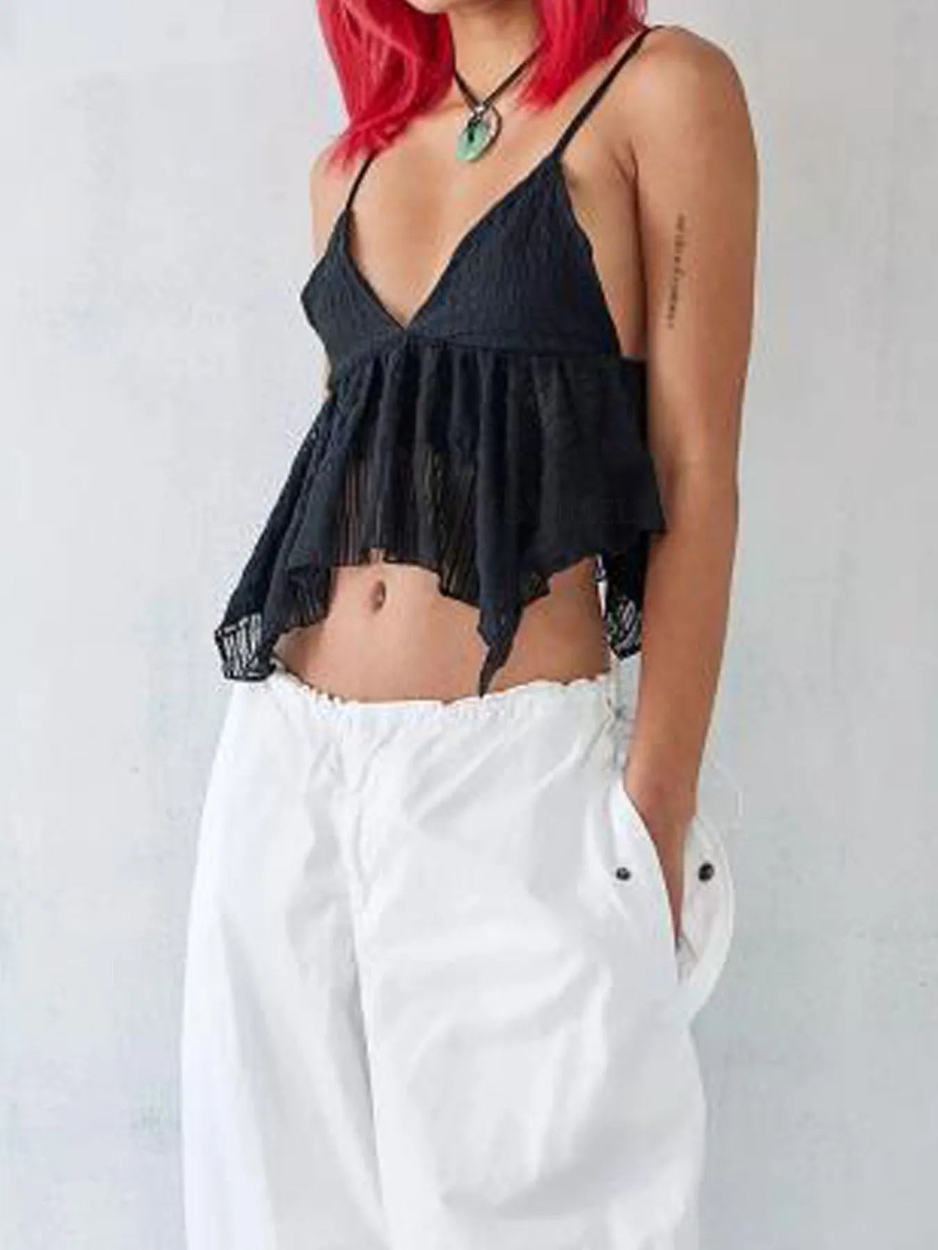 V-Neck Peplum Cami Top - Tigbul's Variety Fashion Shop