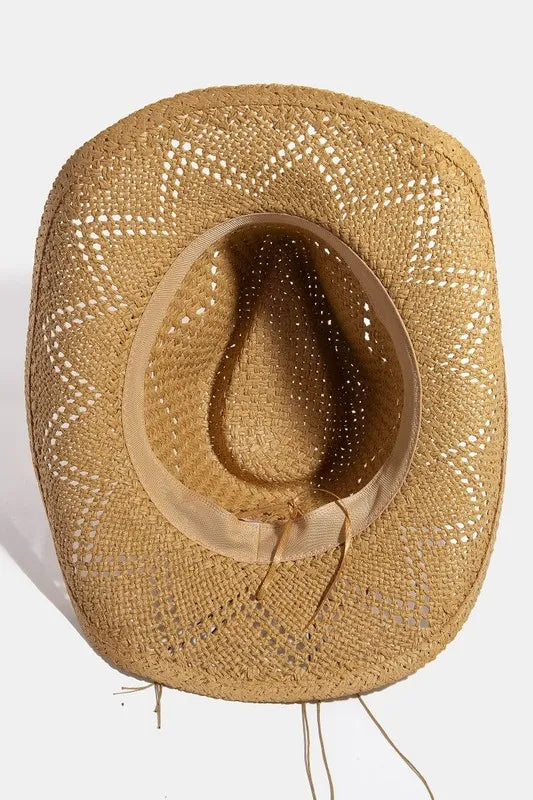 Fame Mixed Beaded Strap Western Fedora Straw Hat - Tigbul's Variety Fashion Shop