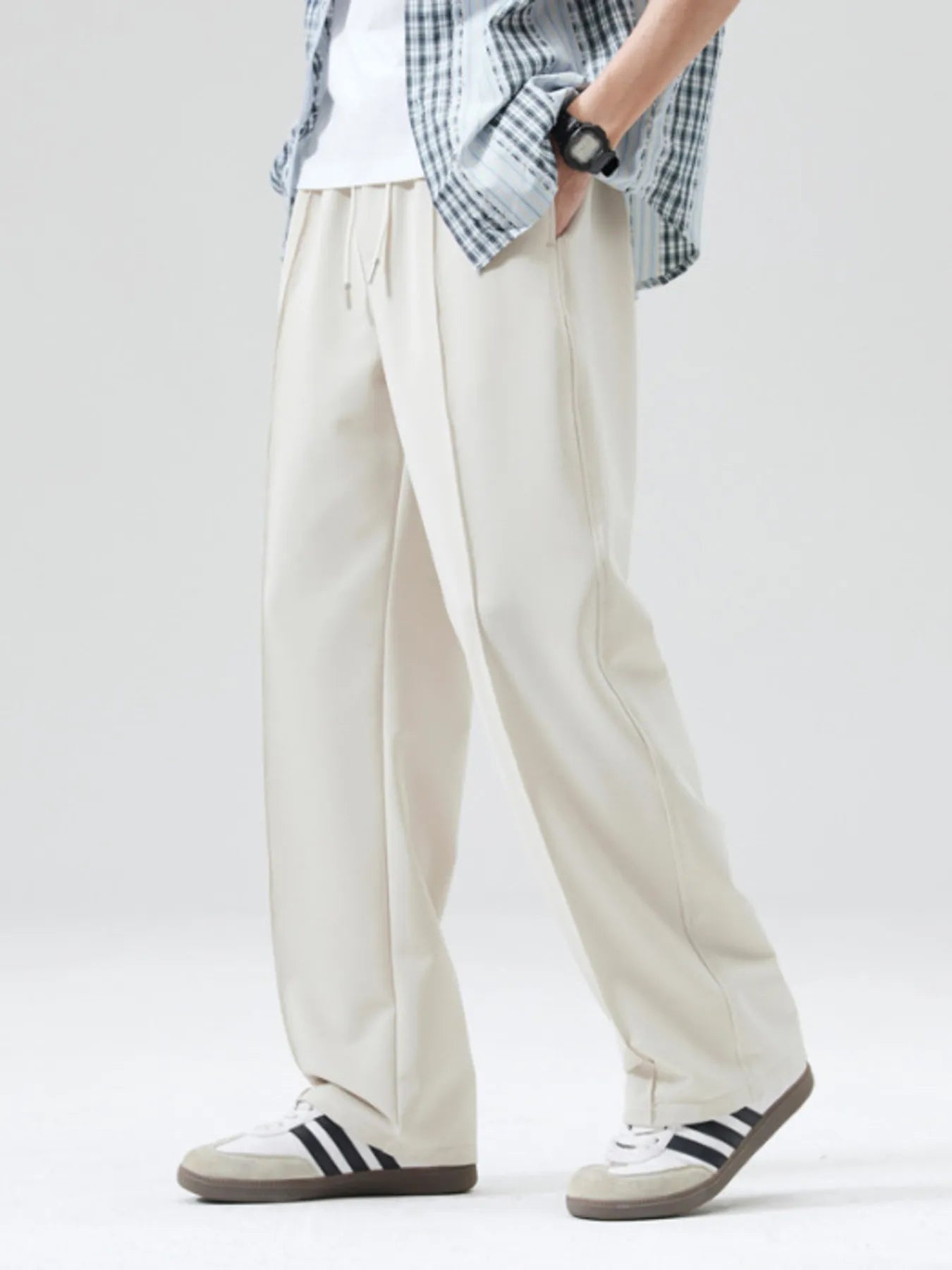Men's Full Size Casual Loose Fit Drawstring Wide Leg Pants Plus Size - Tigbul's Variety Fashion Shop