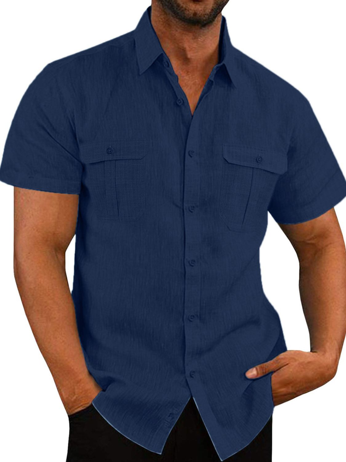 Men's Plus Size Collared Neck Short Sleeve Shirt - Tigbul's Variety Fashion Shop