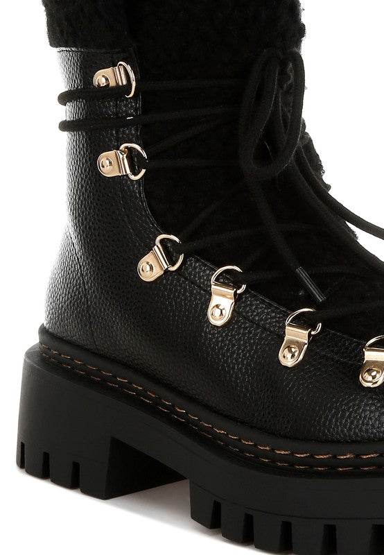Omul Fleece & Faux Leather Boots - Tigbul's Variety Fashion Shop