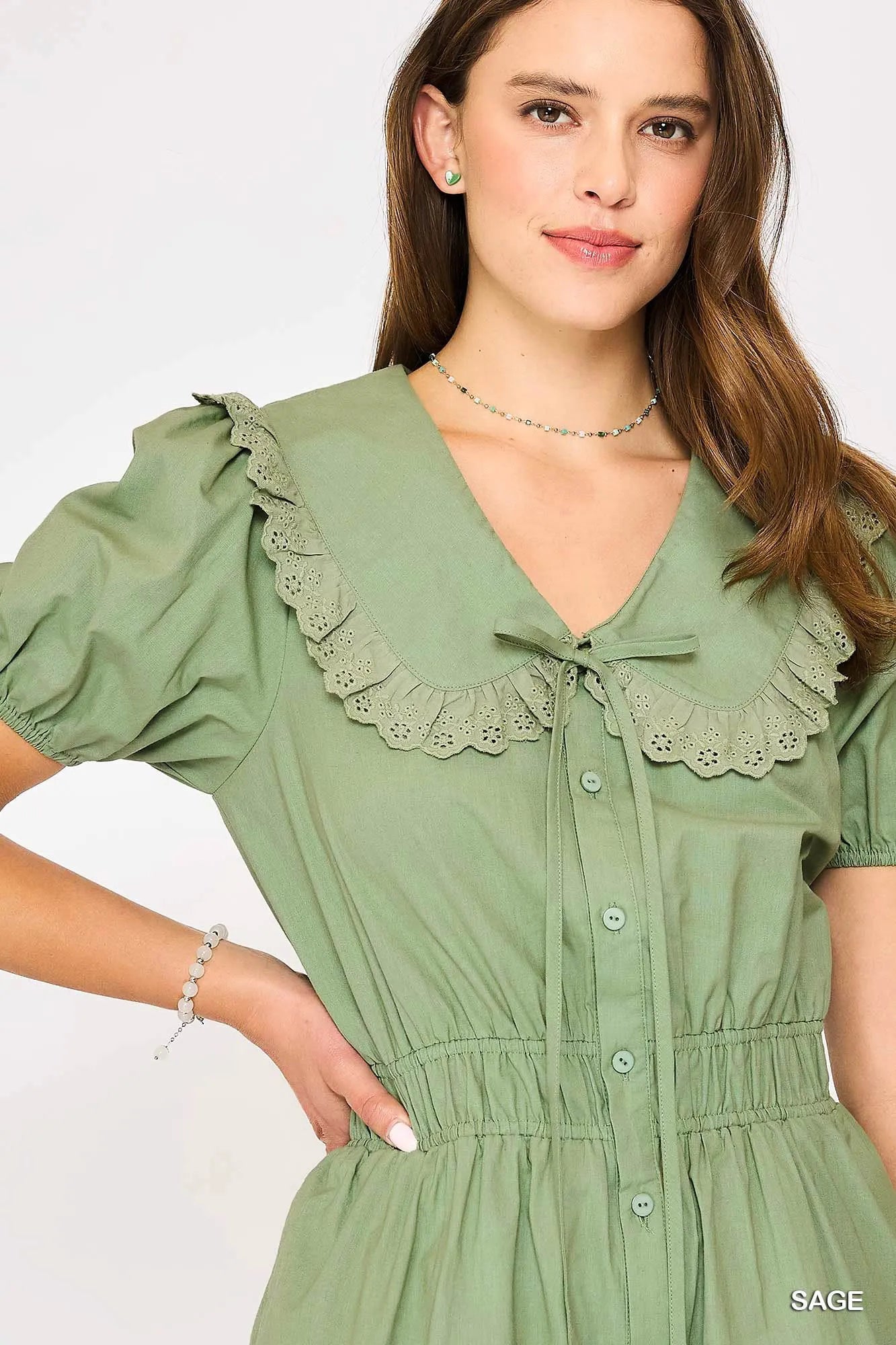 Umgee Collared Short Sleeve Button Down Romper - Tigbul's Variety Fashion Shop