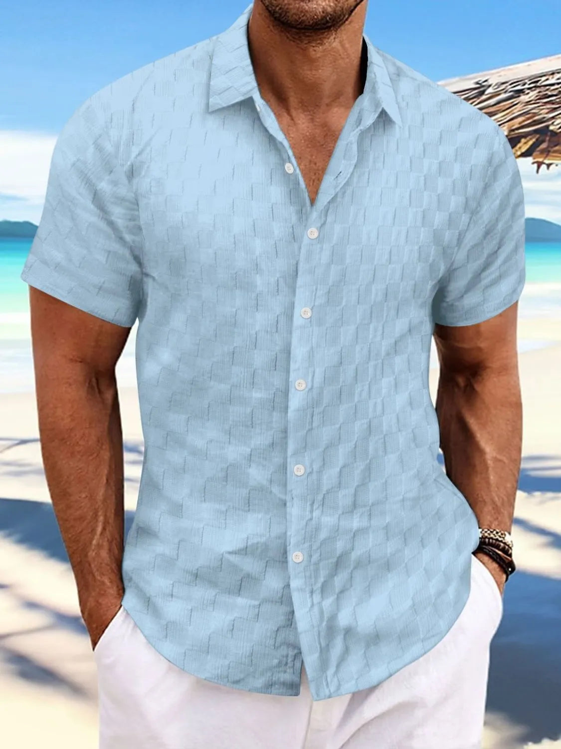 Men's Full Size Button Up Short Sleeve Shirt Plus Size - Tigbul's Variety Fashion Shop